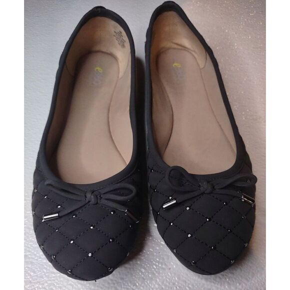 Easy Spirit E360 Gabi Style Quilted Black Ballet Flats With Bow Accent Size 10M - Picture 2 of 11